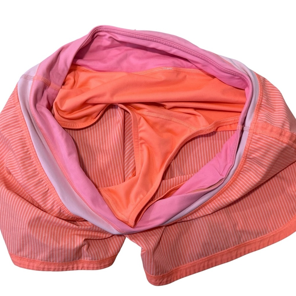 Lululemon Speed Up Shorts Coral & Pink Stripes Running Size 8 colorful - Picture 5 of 5